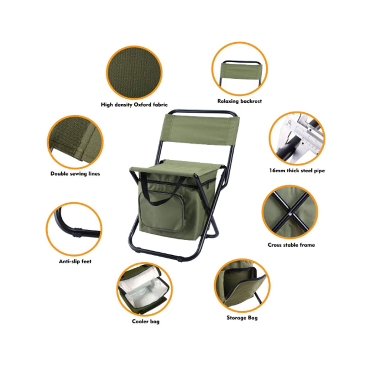 Travel fishing stool with refrigeration bag