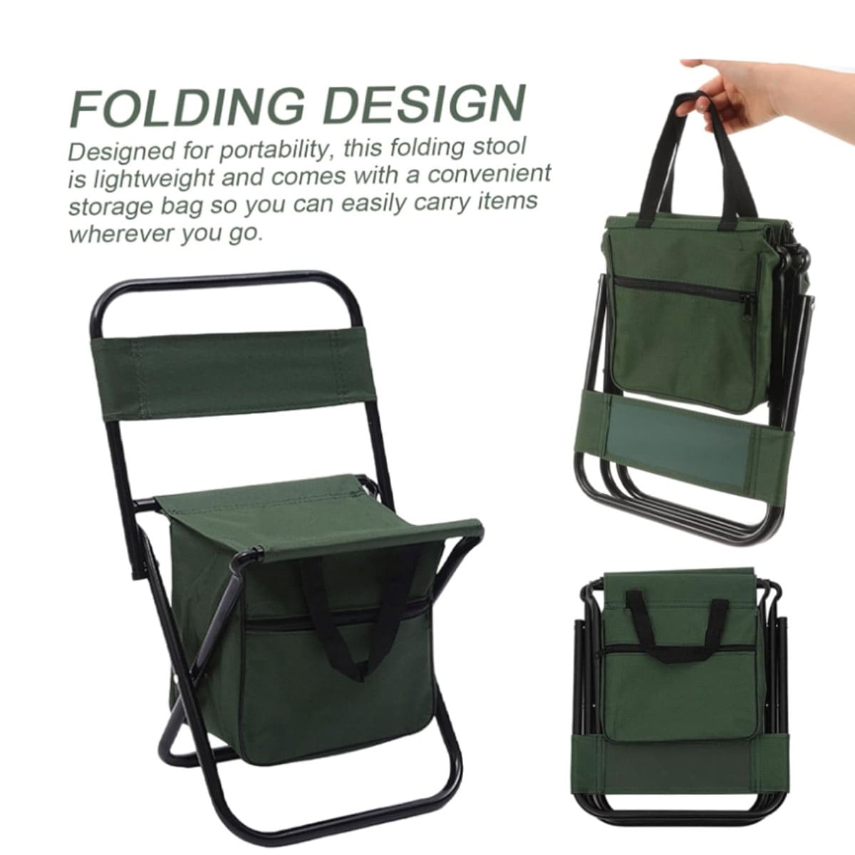 Camping Stool with Storage Pocket Bag