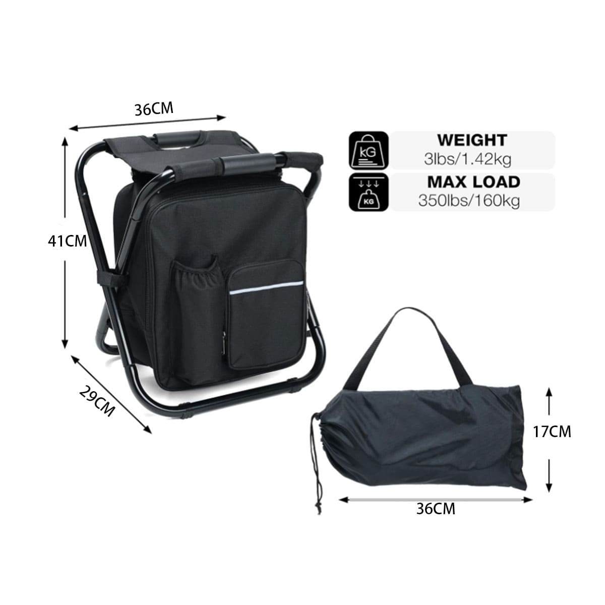 Portable Fishing Stool with Removable Cooler Backpack