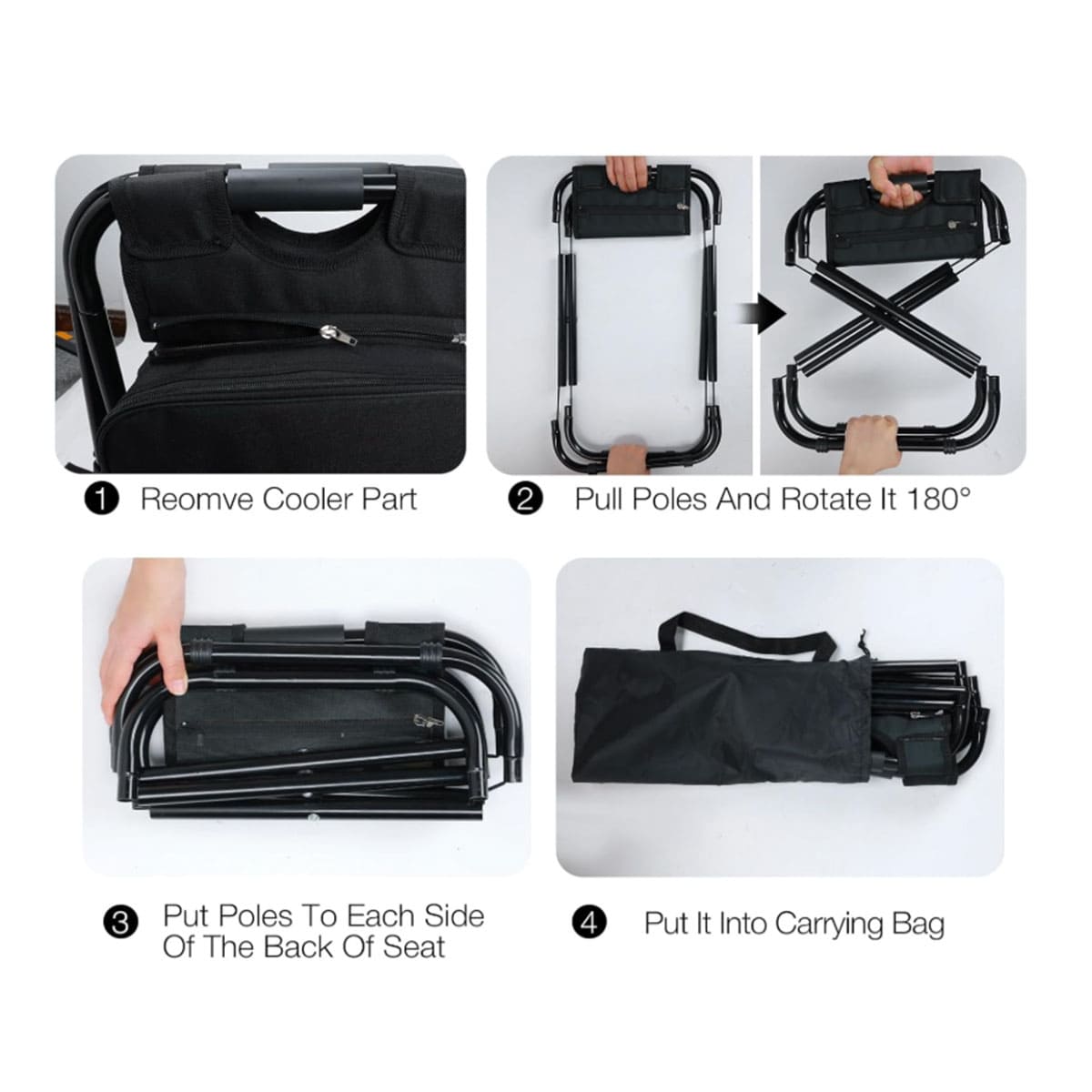 Portable Fishing Stool with Removable Cooler Backpack