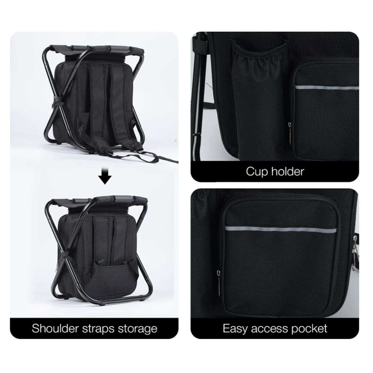 Portable Fishing Stool with Removable Cooler Backpack