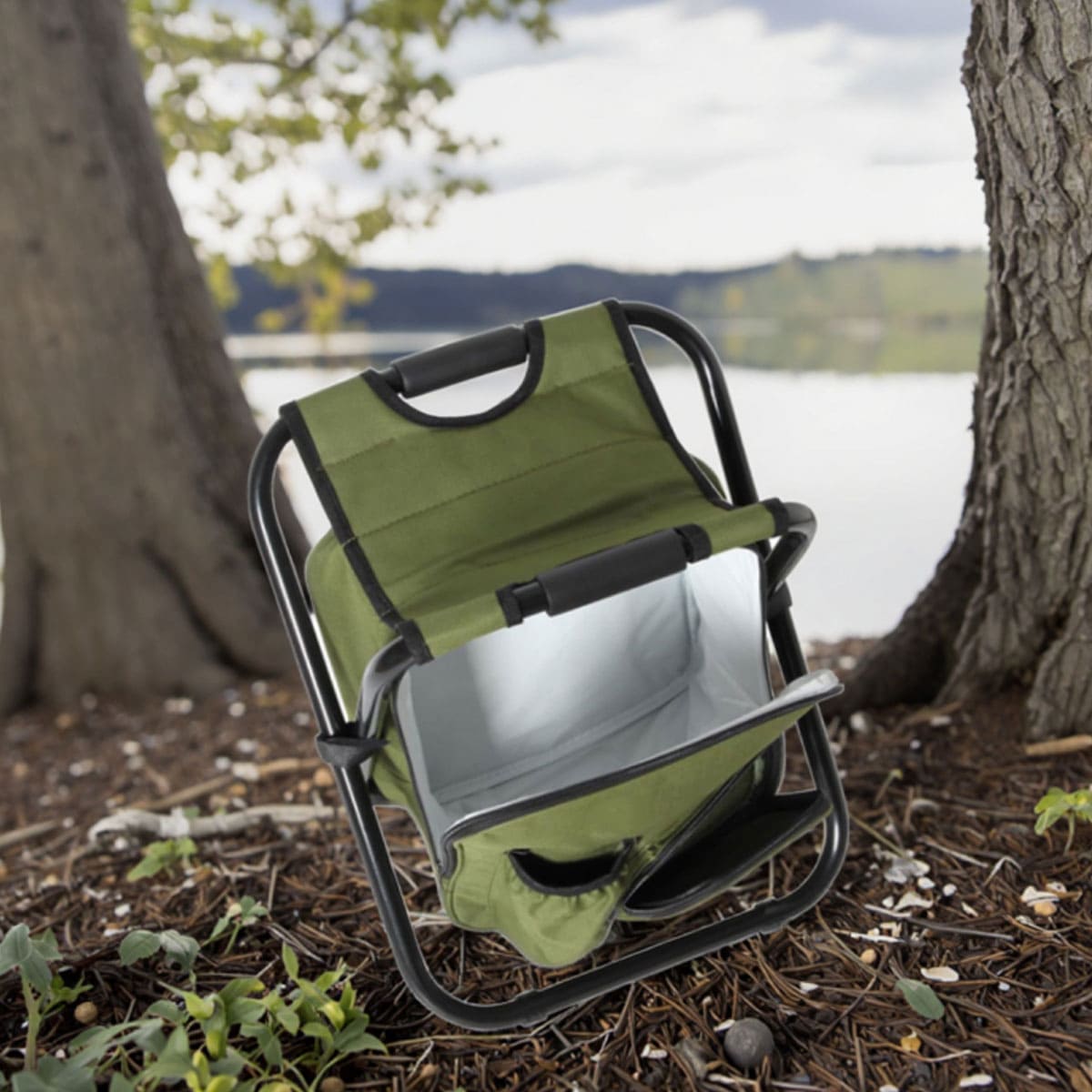 Backpack stool can be folded.