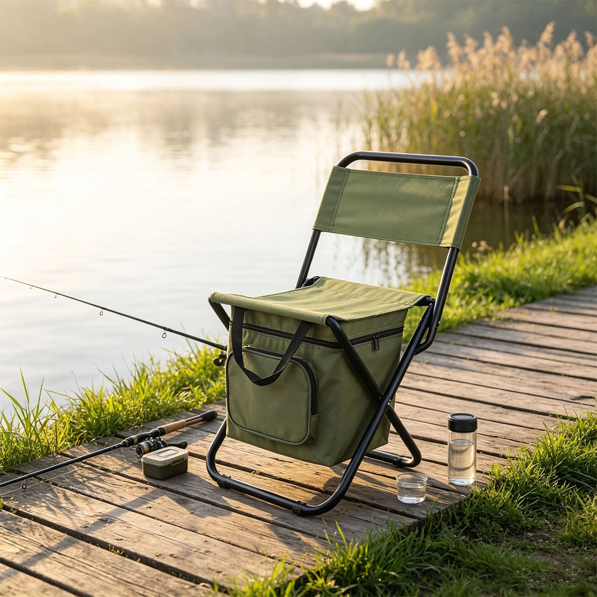 Travel fishing stool with refrigeration bag