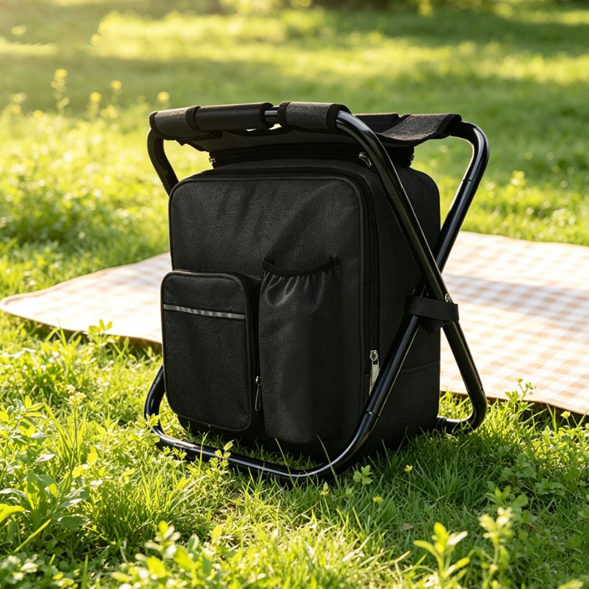 Portable Fishing Stool with Removable Cooler Backpack