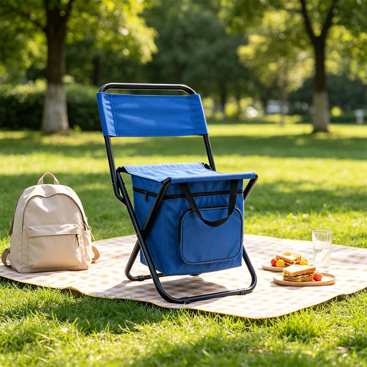Portable outdoor folding ice pack chair