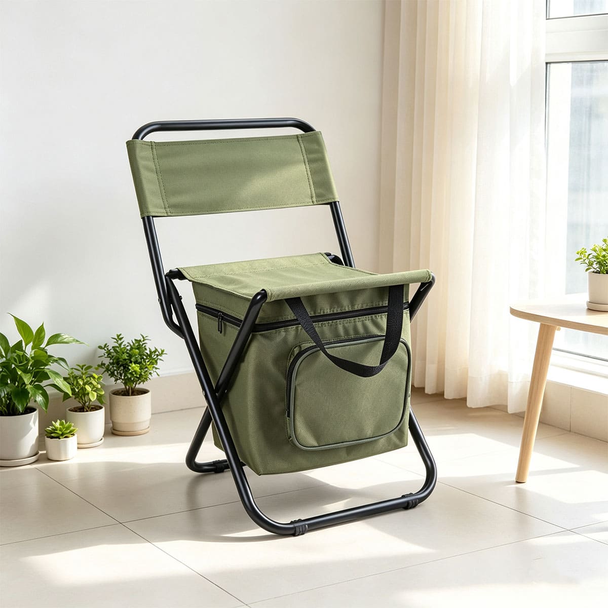Travel fishing stool with refrigeration bag