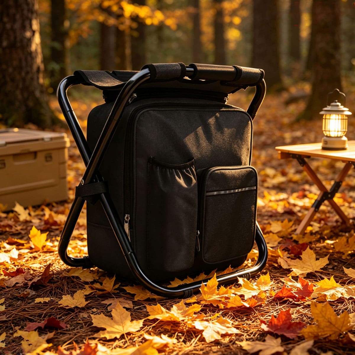 Portable Fishing Stool with Removable Cooler Backpack