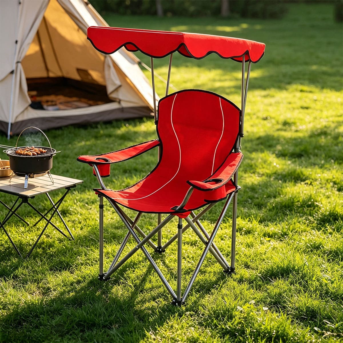 Camping chair with sunshade