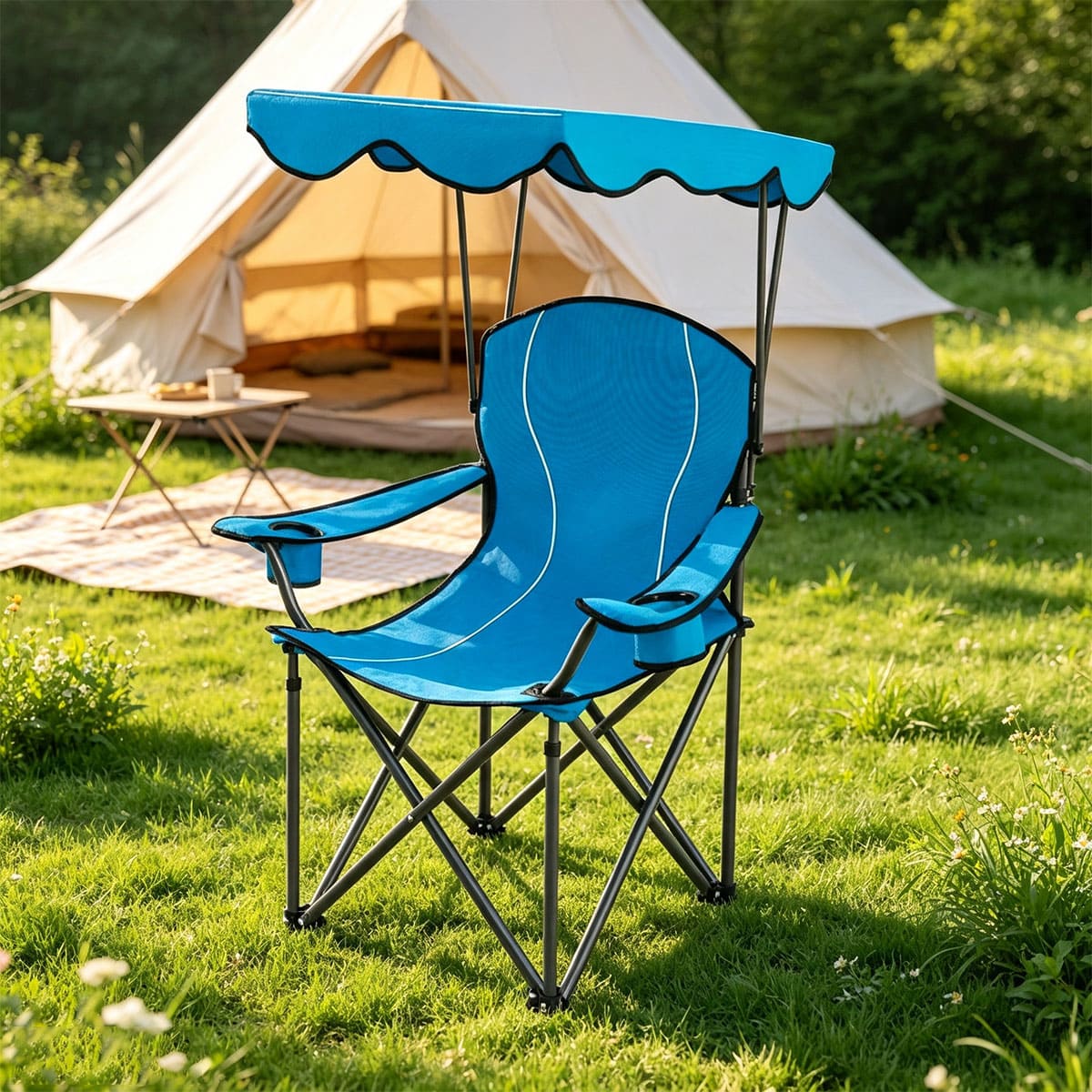 Folding chair with adjustable sunshade cover