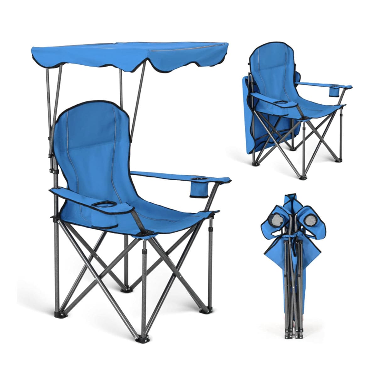 Folding chair with adjustable sunshade cover