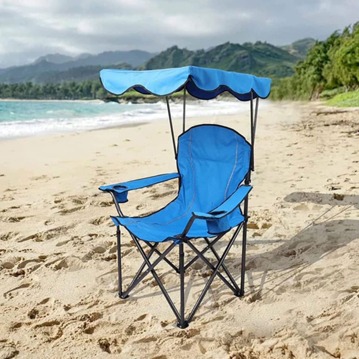 Folding chair with adjustable sunshade cover