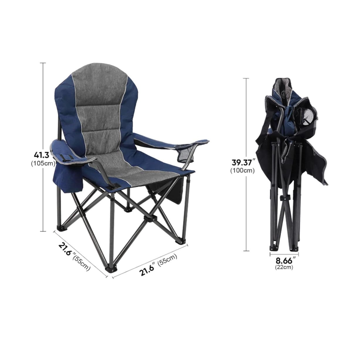 Heavy lawn chair with cup holder