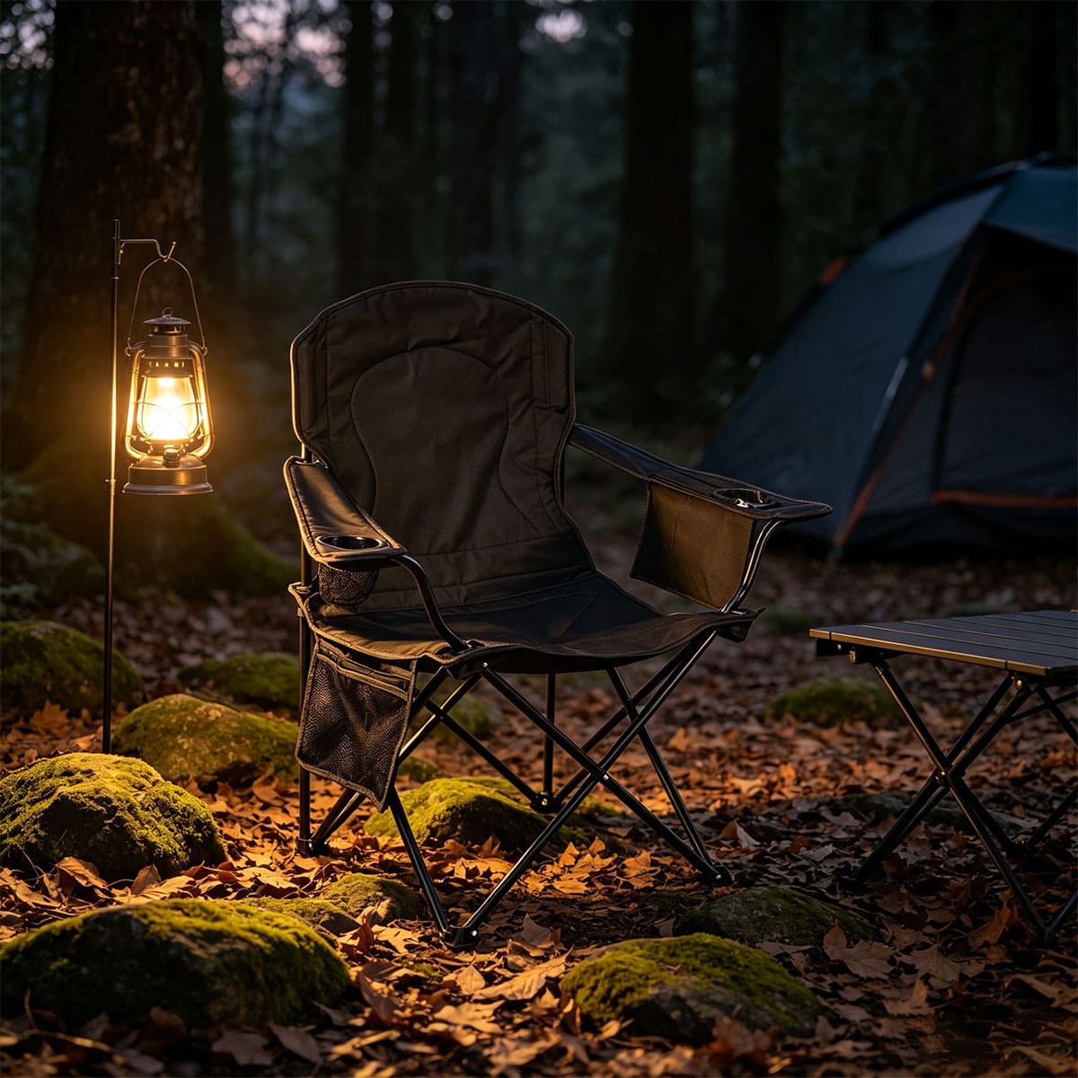 Portable camping chair with ice pack