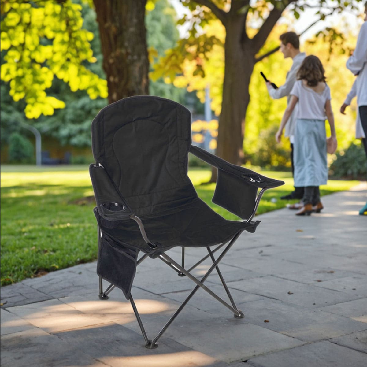 Portable camping chair with ice pack