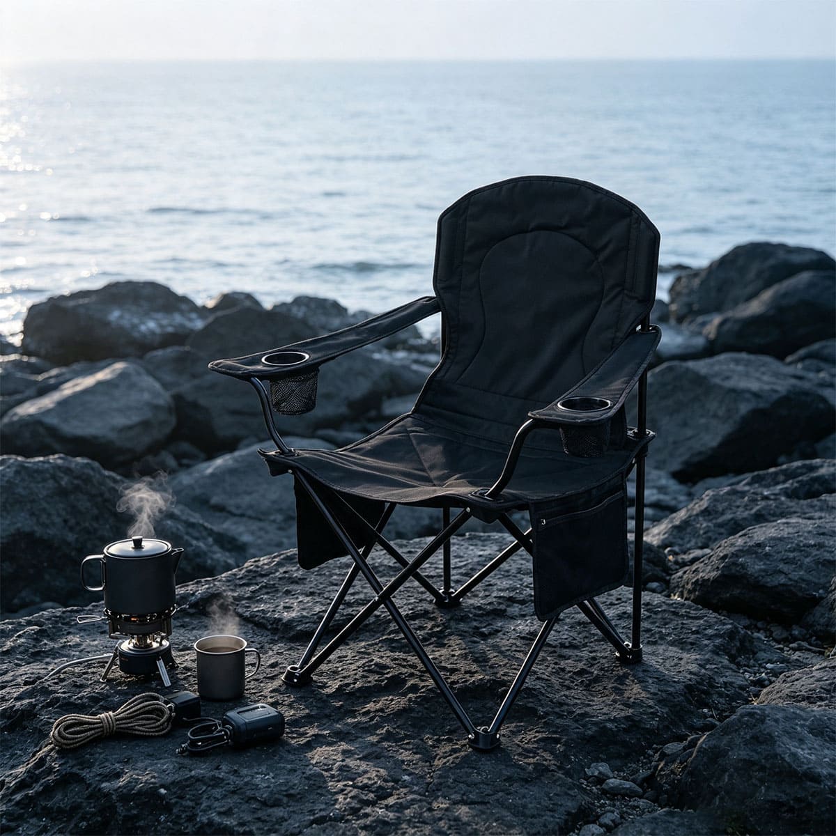 Portable camping chair with ice pack