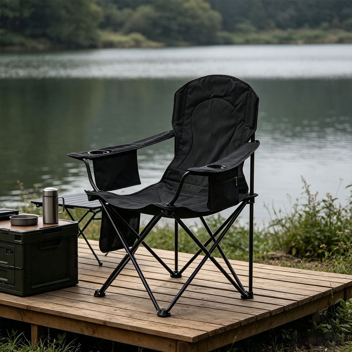Portable camping chair with ice pack