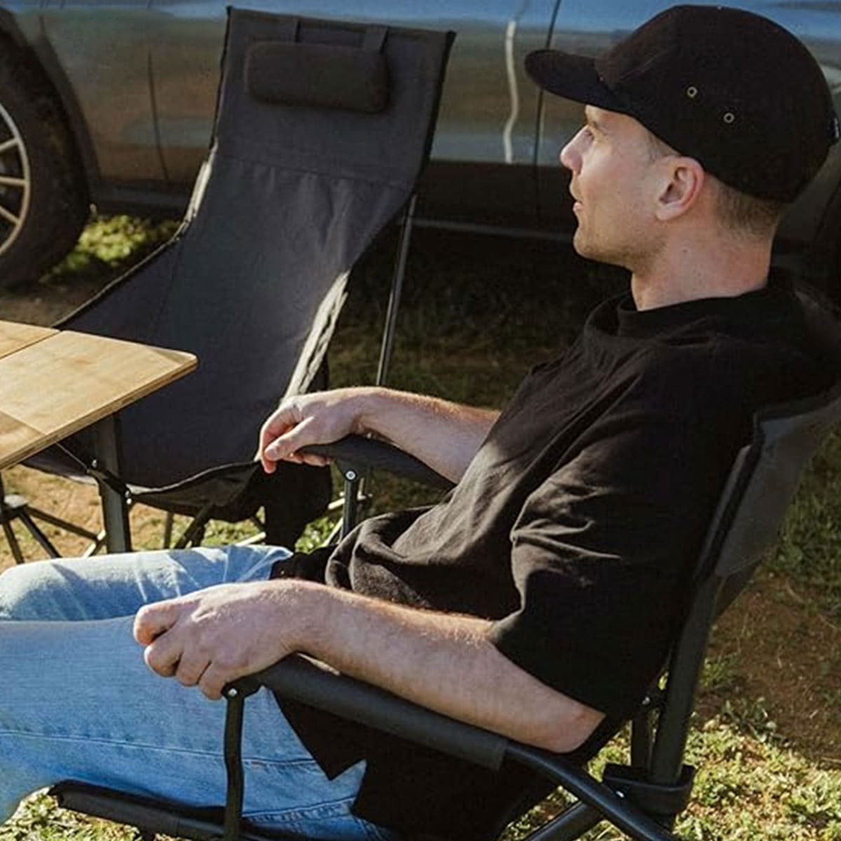 Round handle walking folding chair