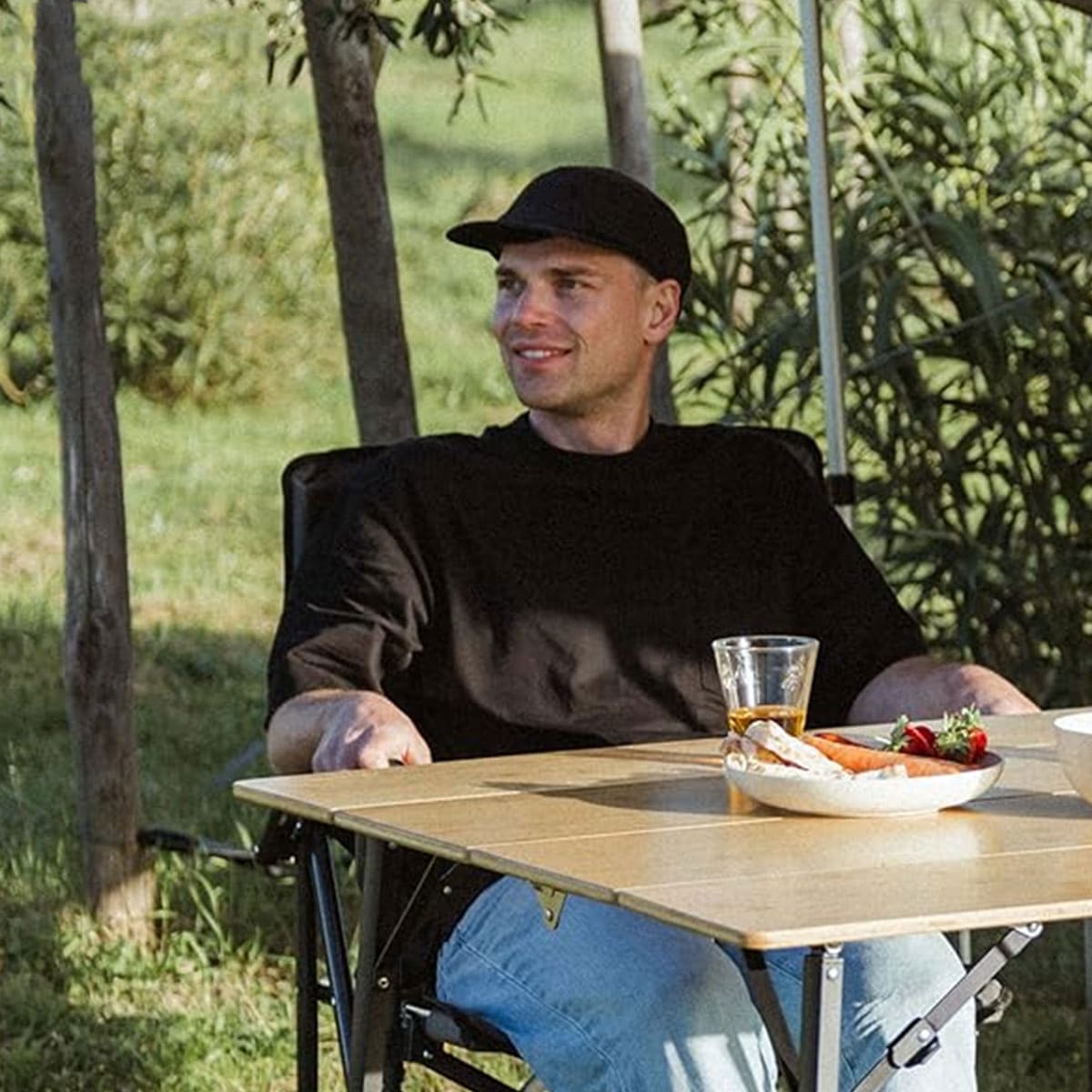 Round handle walking folding chair