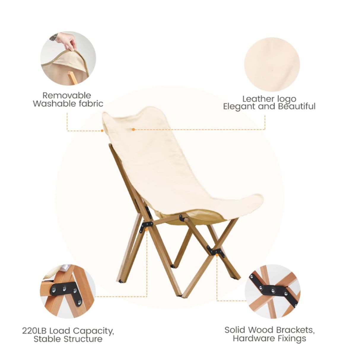 Portable folding chair with outer bag