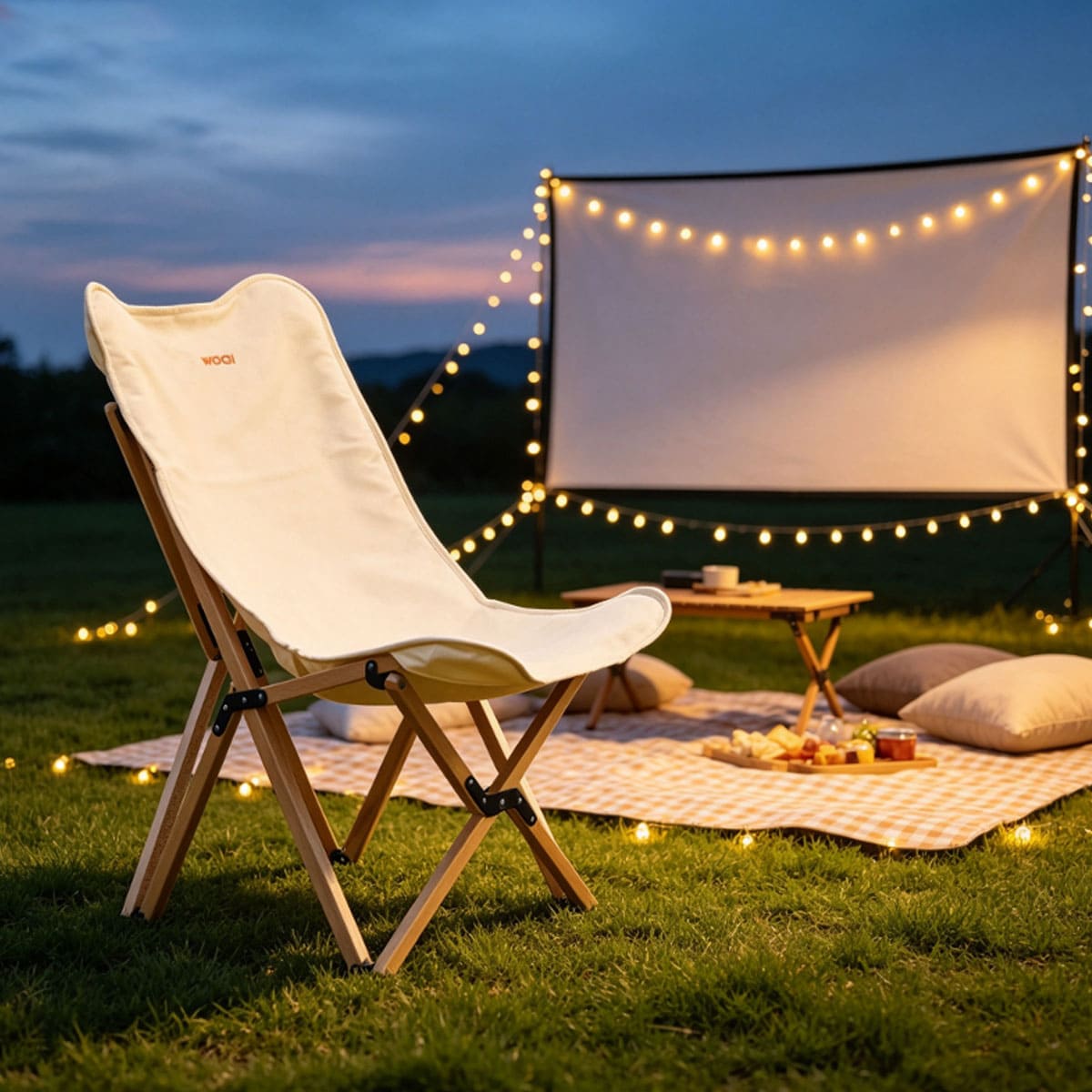 Portable folding chair with outer bag