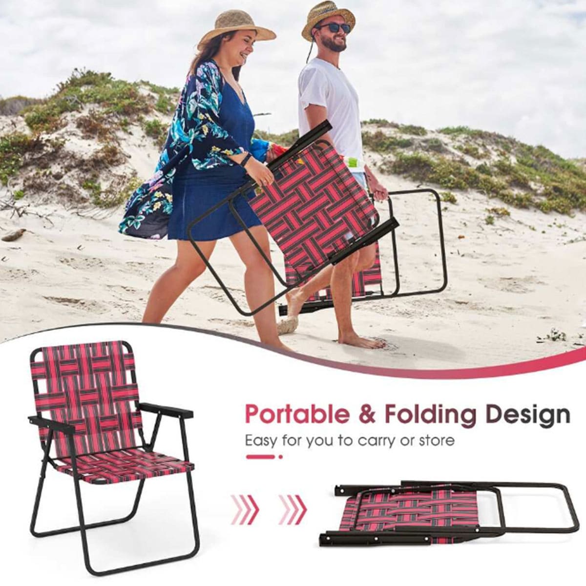 Folding lawn chair for adult terrace