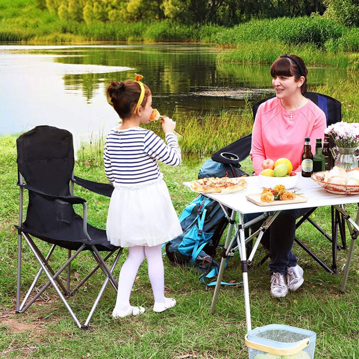 Camping Chair with Armrest Cup Holder