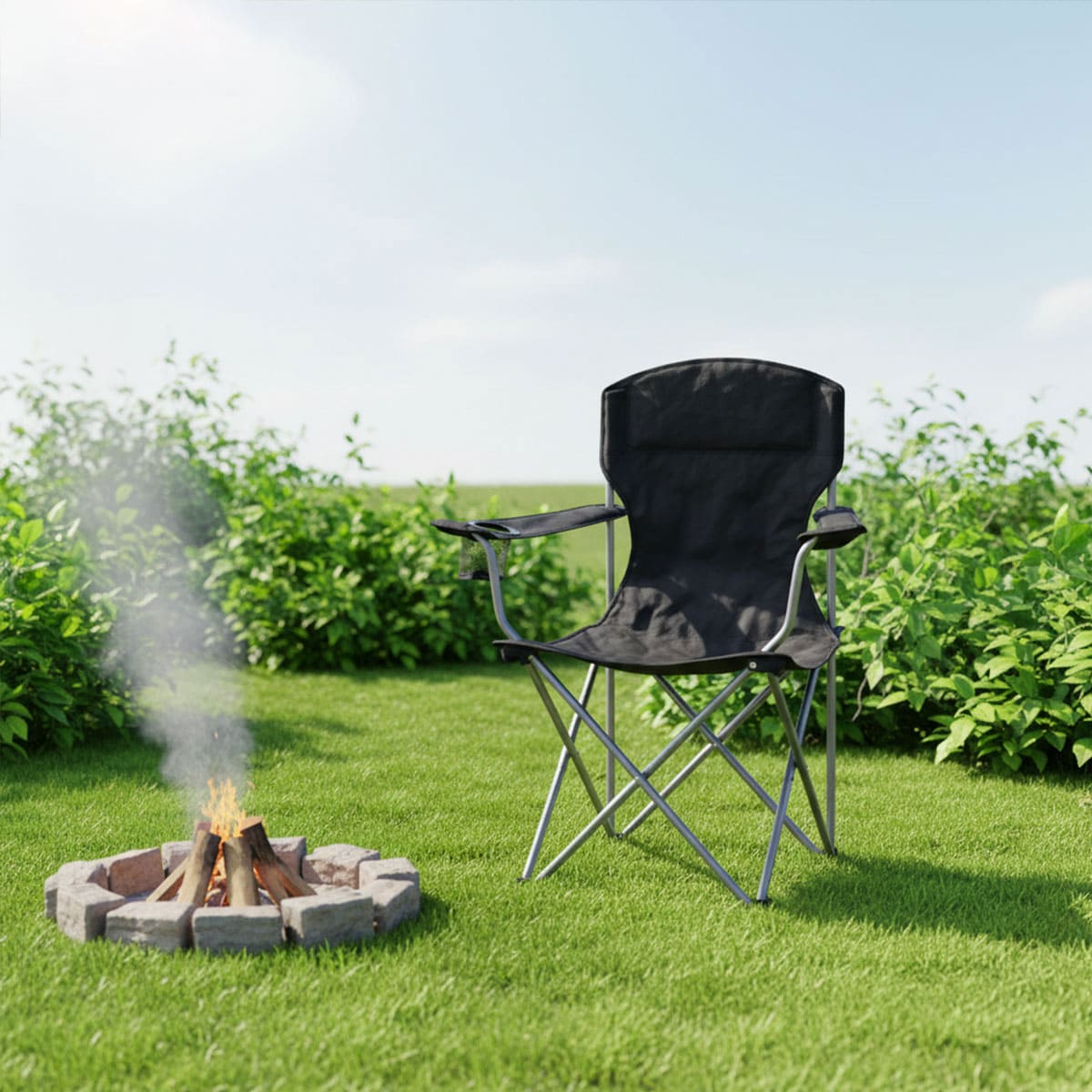 Camping Chair with Armrest Cup Holder
