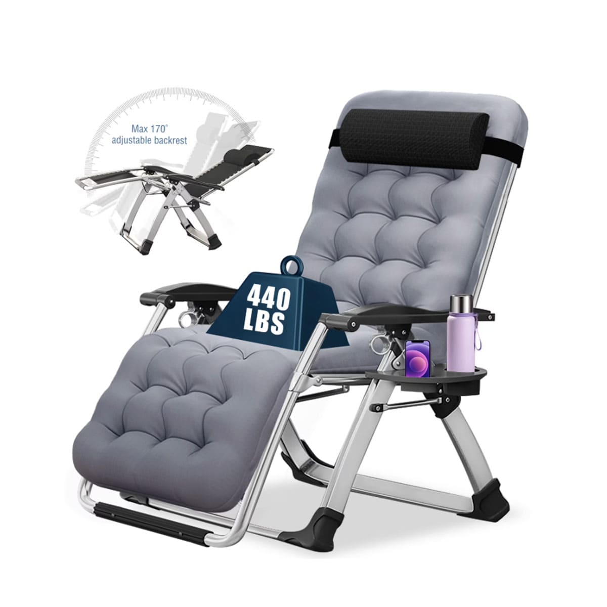 Portable Folding Lawn Recliner Chair