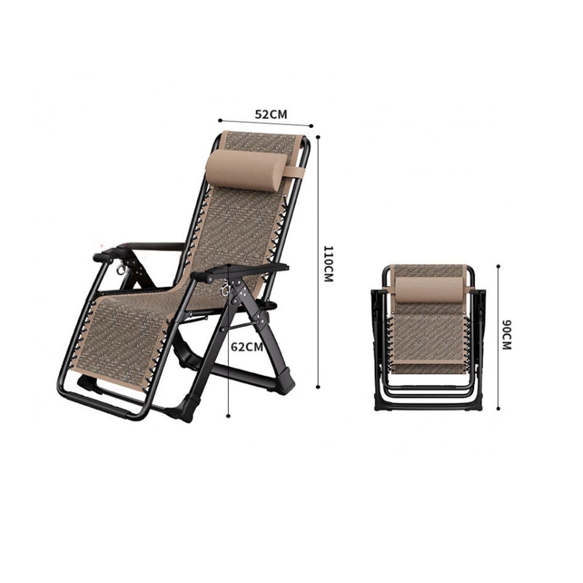 Modern Iron Frame Folding Rattan Zero Gravity