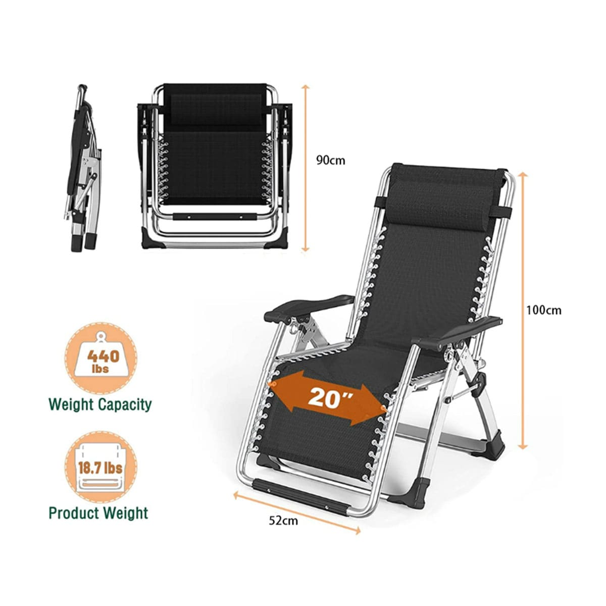 Portable Folding Lawn Recliner Chair