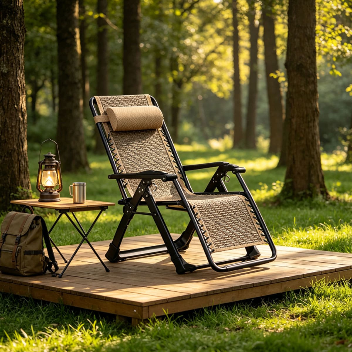 Modern Iron Frame Folding Rattan Zero Gravity