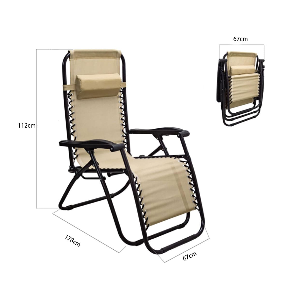 Multi-Position Folding Lounger Chair for Garden
