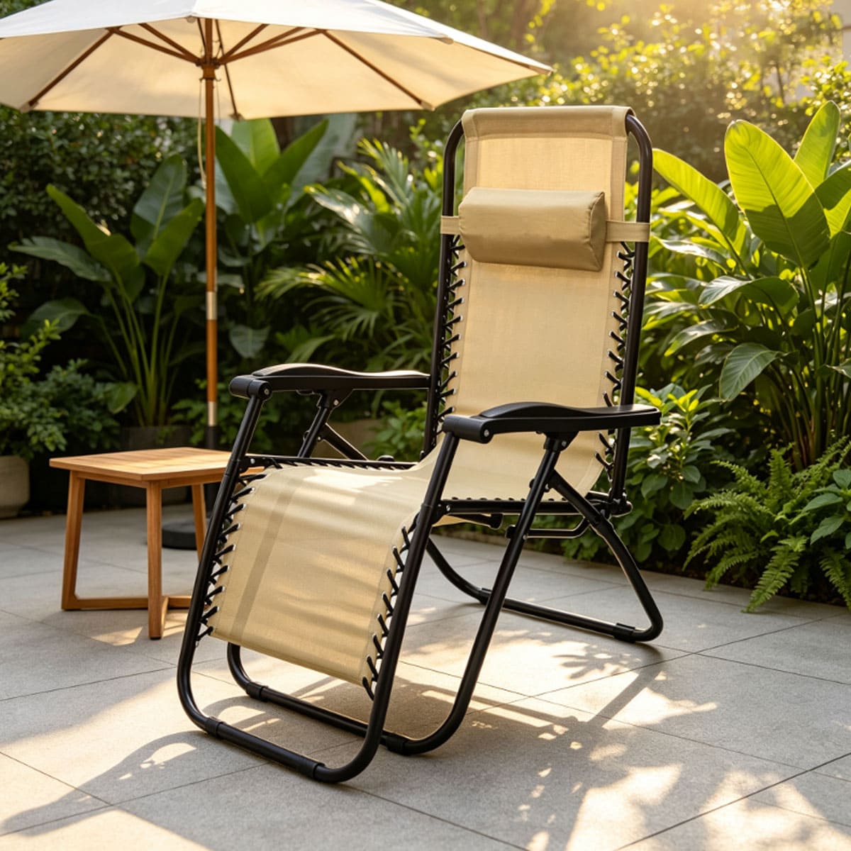 Multi-Position Folding Lounger Chair for Garden