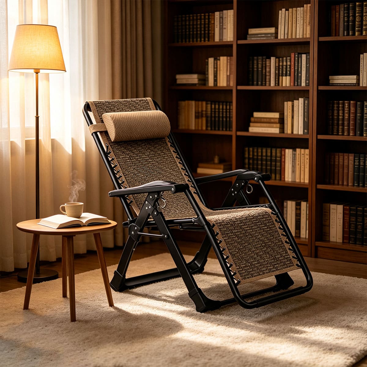 Modern Iron Frame Folding Rattan Zero Gravity