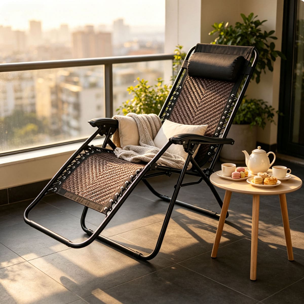 Rattan zero gravity chair recliner