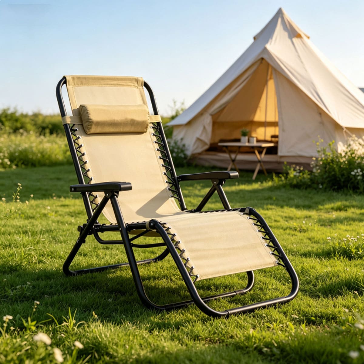 Multi-Position Folding Lounger Chair for Garden