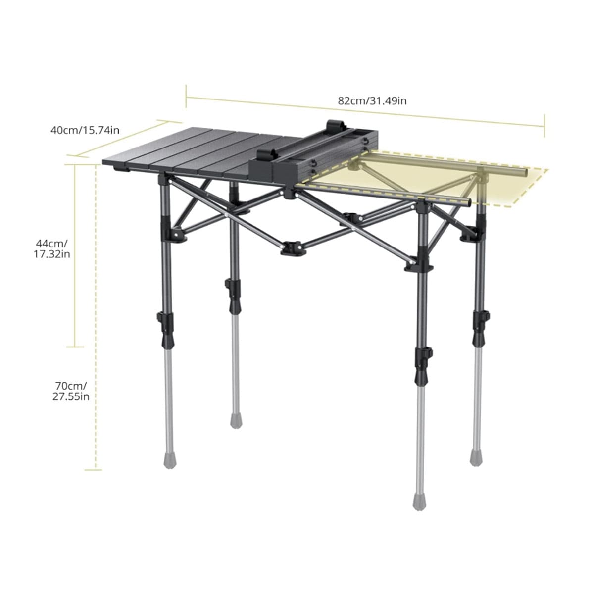 Aluminum alloy rollable folding table