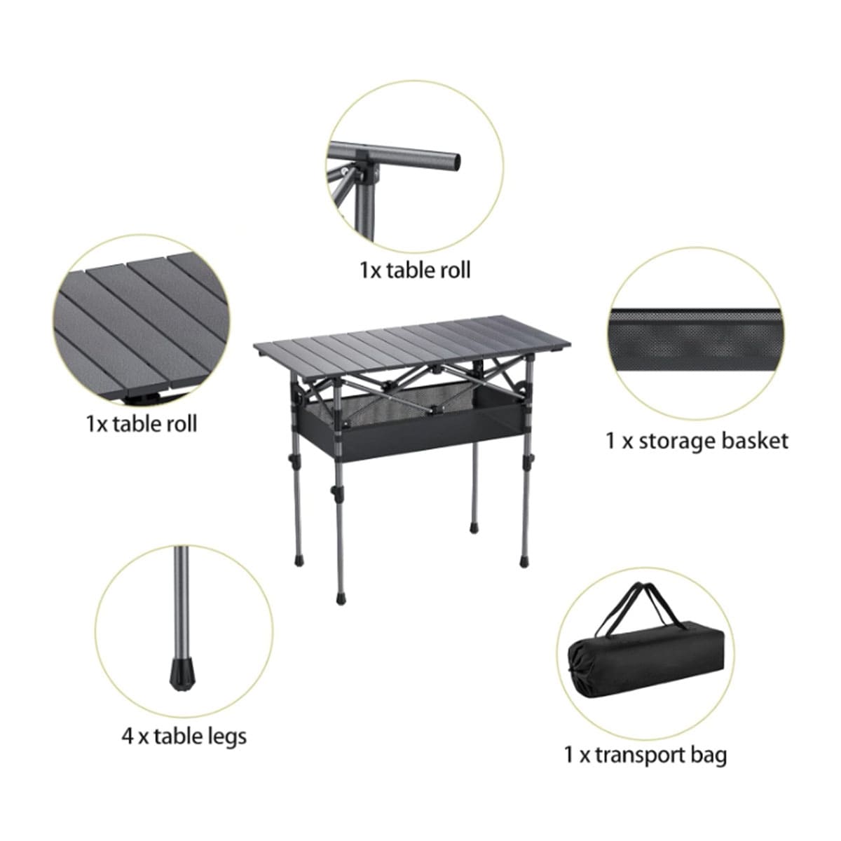 Aluminum alloy rollable folding table