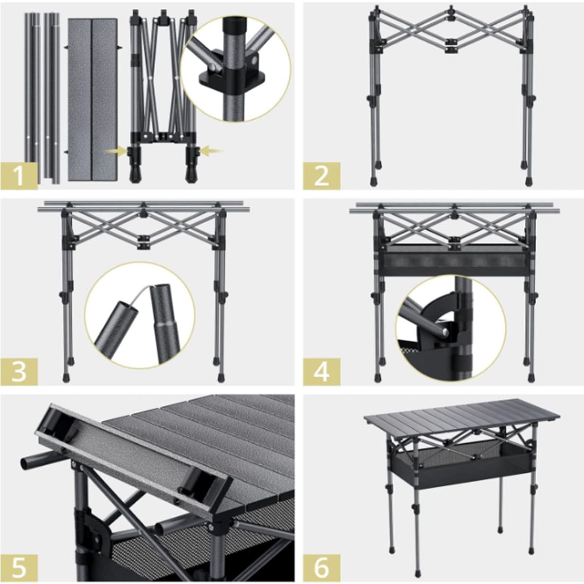 Aluminum alloy rollable folding table