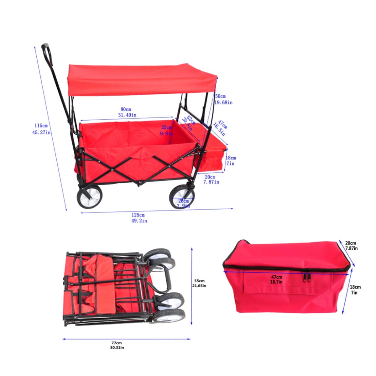 Foldable Roll Container Outdoor Camping Cart
