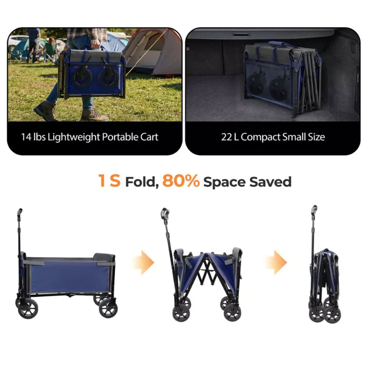 Lightweight Folding Utility Cart with Wheels