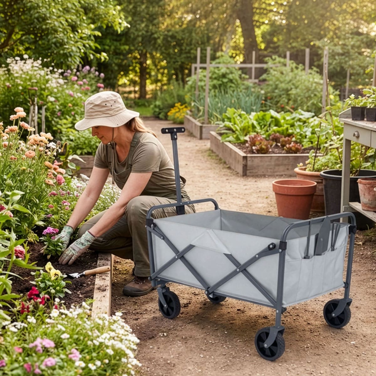Garden Wagon Utility Cart with Wheels