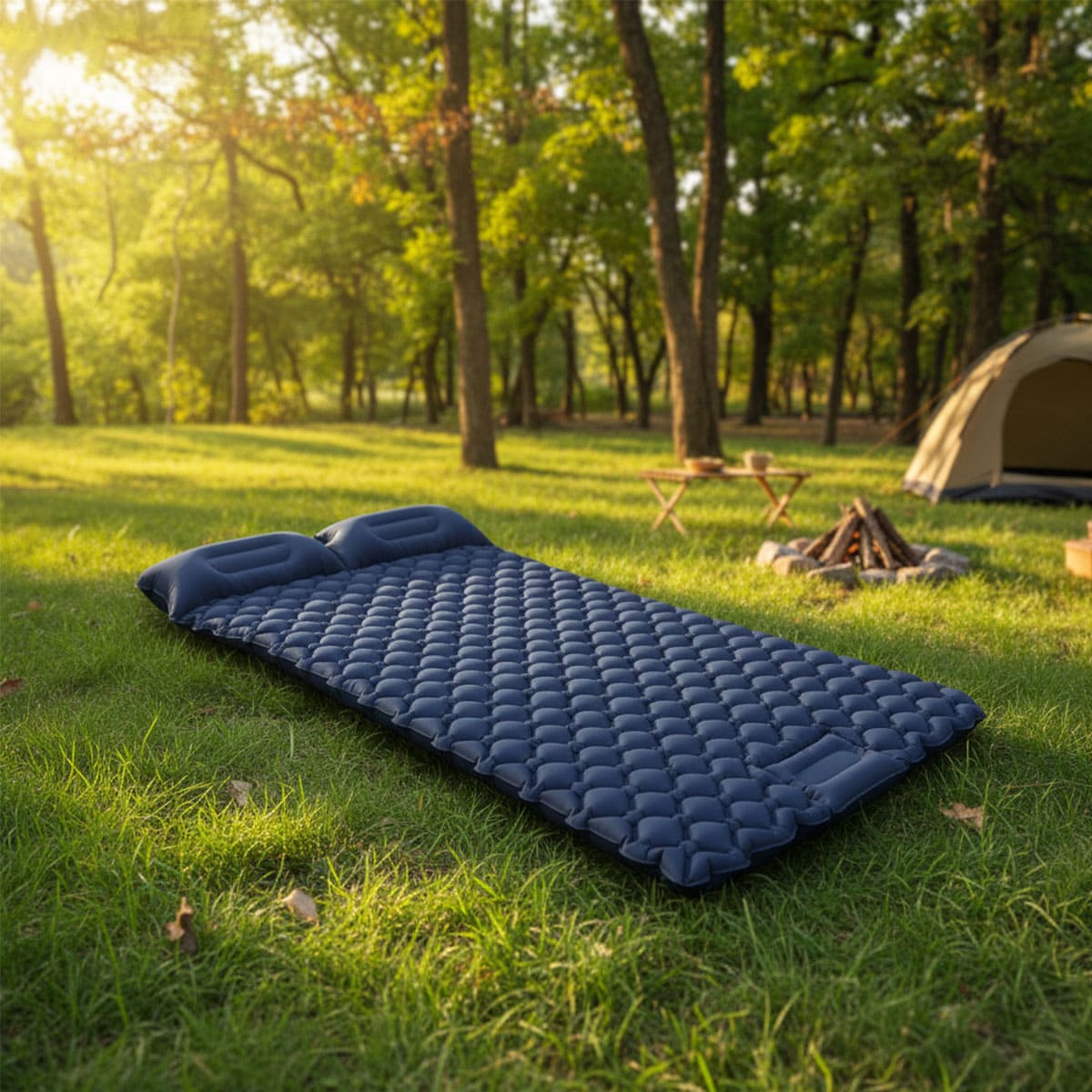 Camping Air Bed with Built-in Pillow