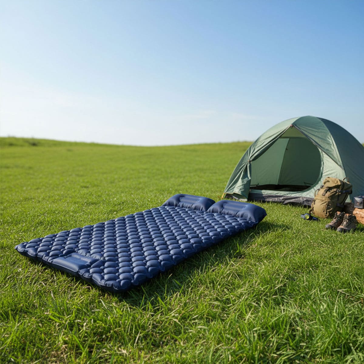Camping Air Bed with Built-in Pillow