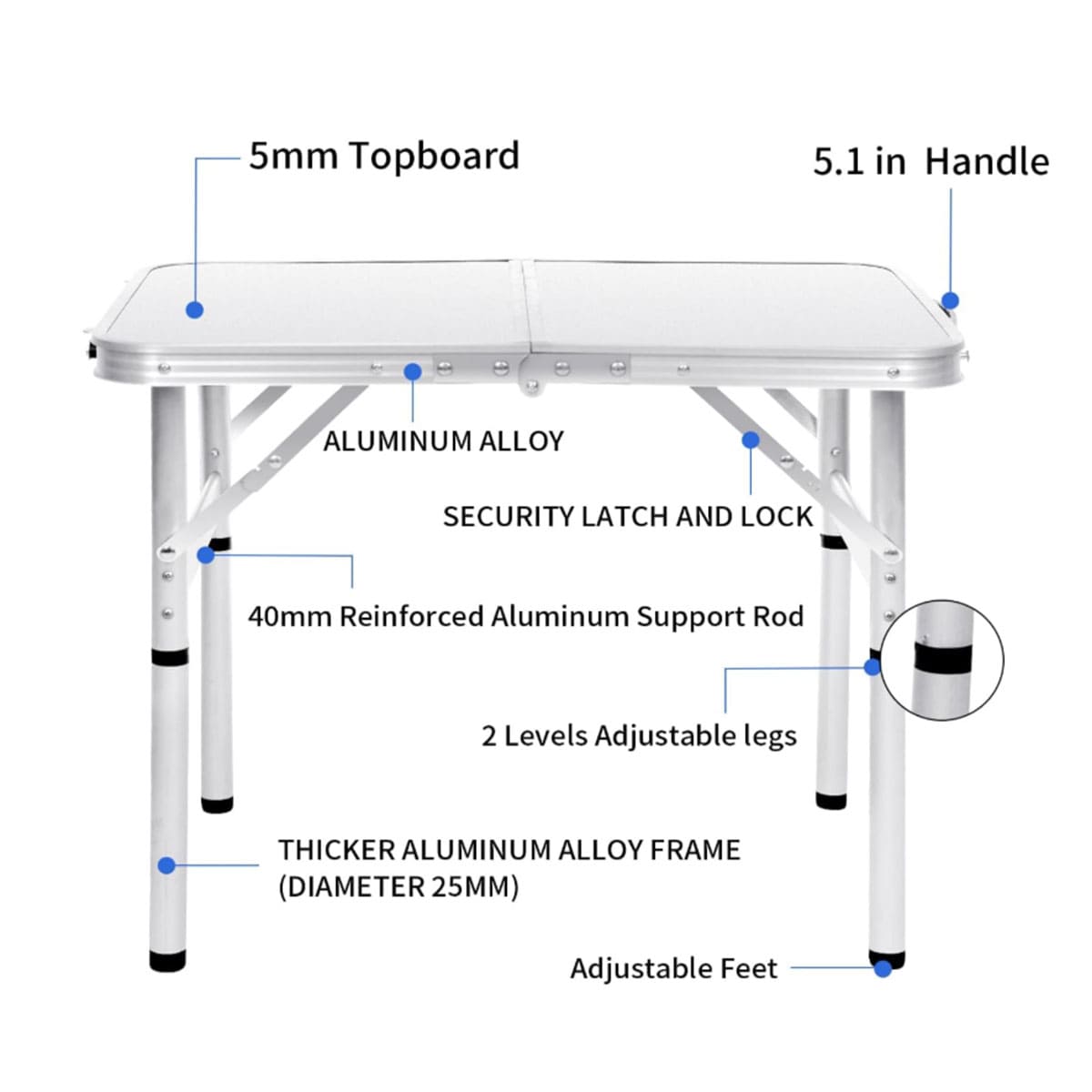Lightweight Aluminum Folding Camping Table