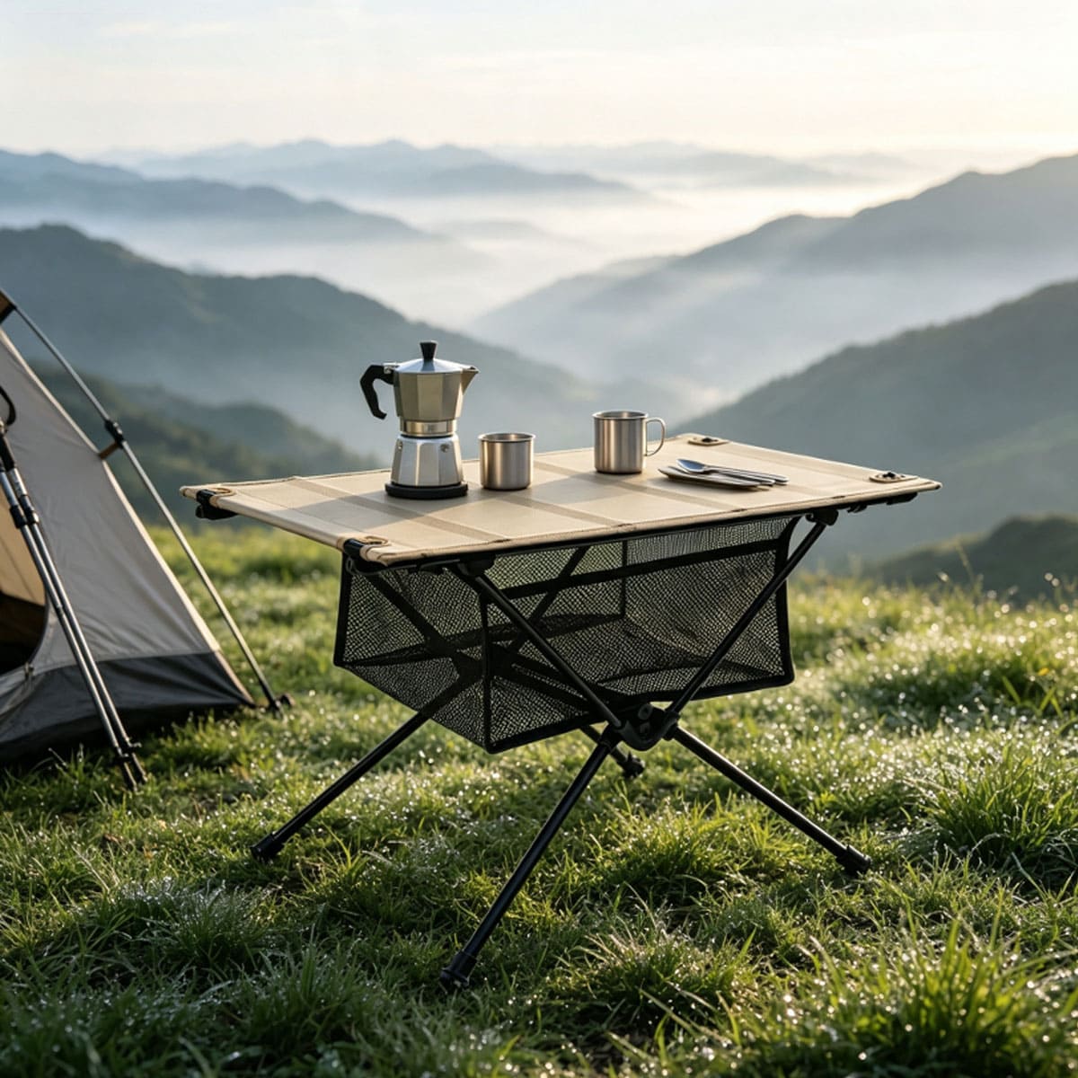 Portable folding table with cloth cover