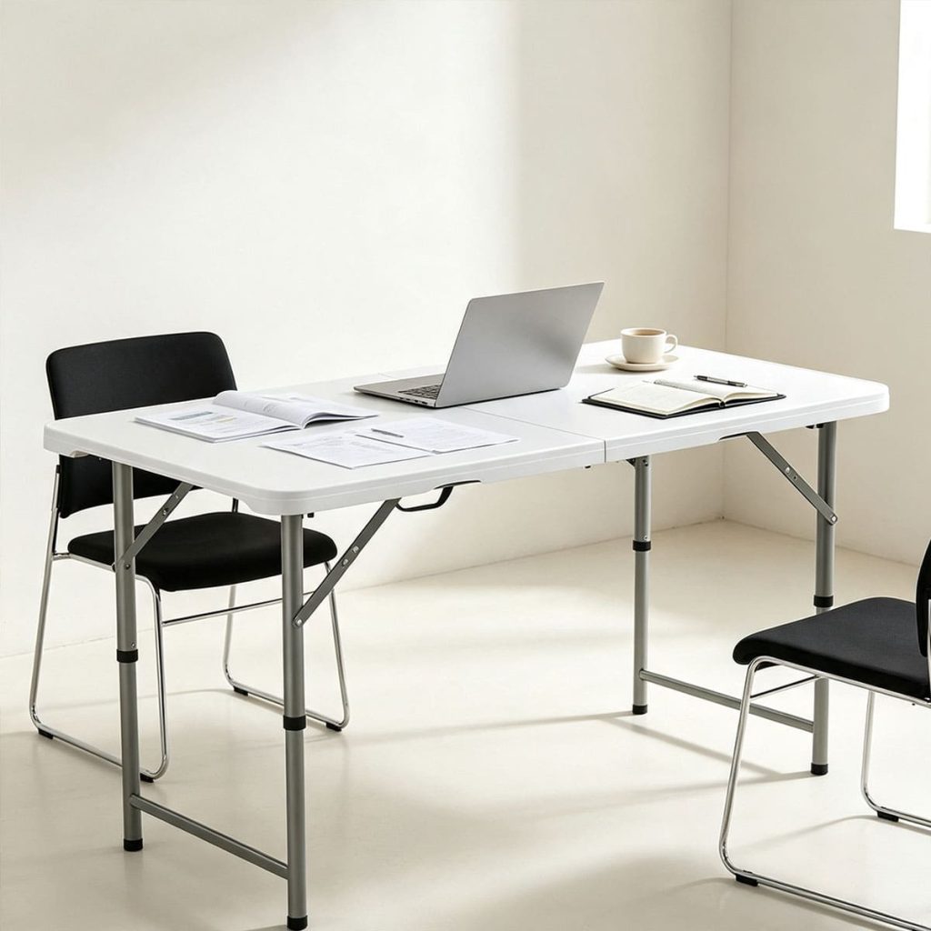 Adjustable folding half table