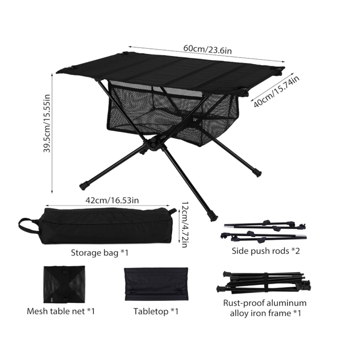 Outdoor folding net bag table for camping