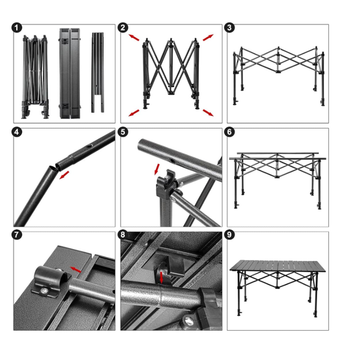 Portable Adjustable Height Folding Table