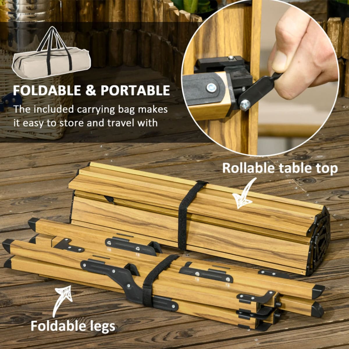 Bamboo Folding Camping Table